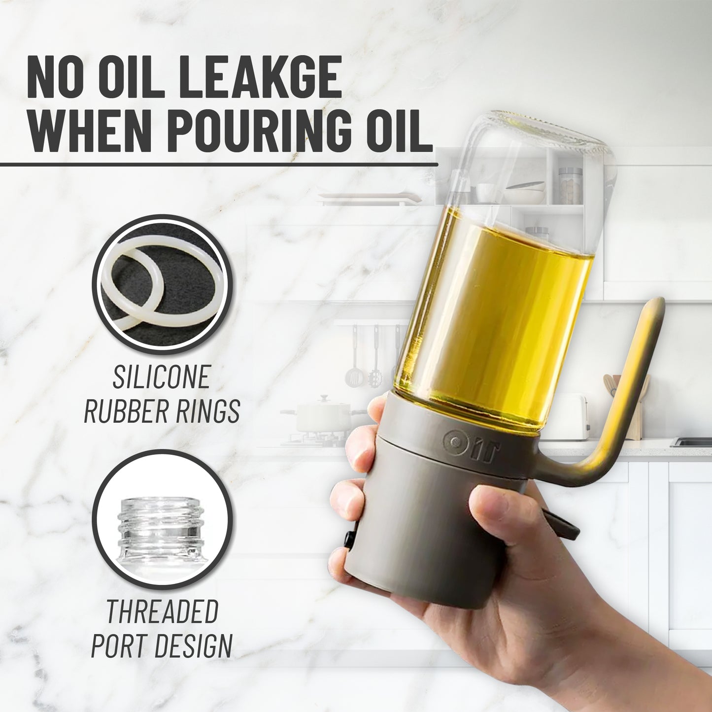 VuseOne Oil Sprayer for Cooking Borosilicate Glass 250ml Leakproof Refillable for Healthy Cooking, Salad Dressing, Grilling